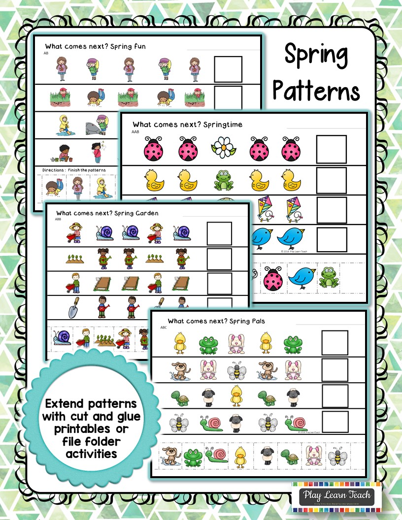 Spring Patterns File Folder Activities Preschool Kindergarten Made By Teachers