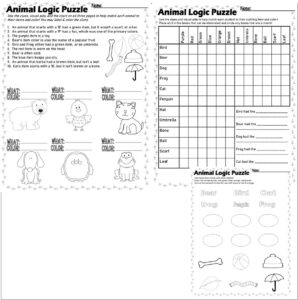 Animal Logic Puzzle Graph Reasoning Critical Thinking Skills Math ...
