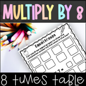 Multiplication with Arrays Multiply by 8 Equal Groups