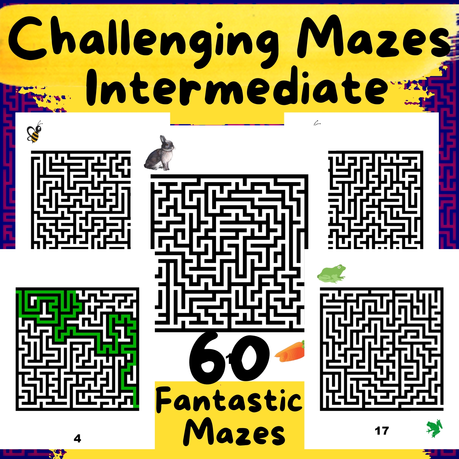 Intermediate Challenging Mazes activity Worksheet Design With Solution