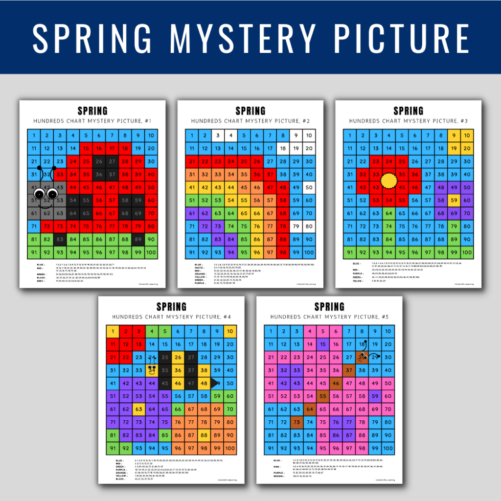 Winter Math Hundreds Chart Mystery Picture, Color By Number, 100 Chart