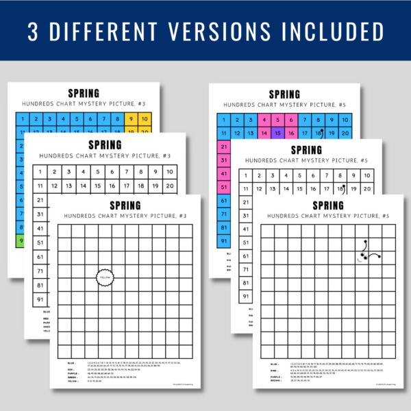 Spring Mystery Picture, Hundreds Chart, Color By Number, 100s Chart