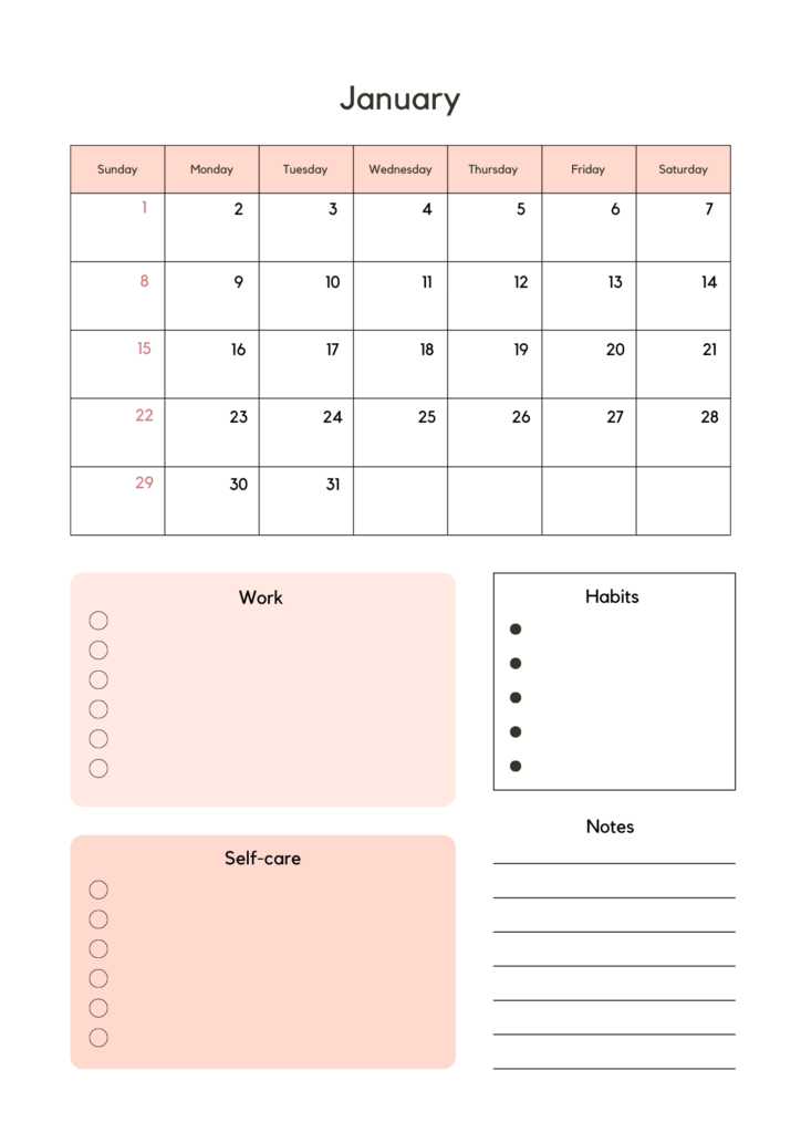 White And Pink Simple Floral Monthly Calendar 2023 Planner Made By White and pink simple floral monthly calendar 2023 planner made by