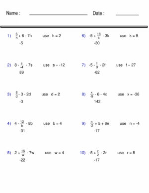 Evaluating Expressions one vriable - Algebraic Expressions - Learning ...