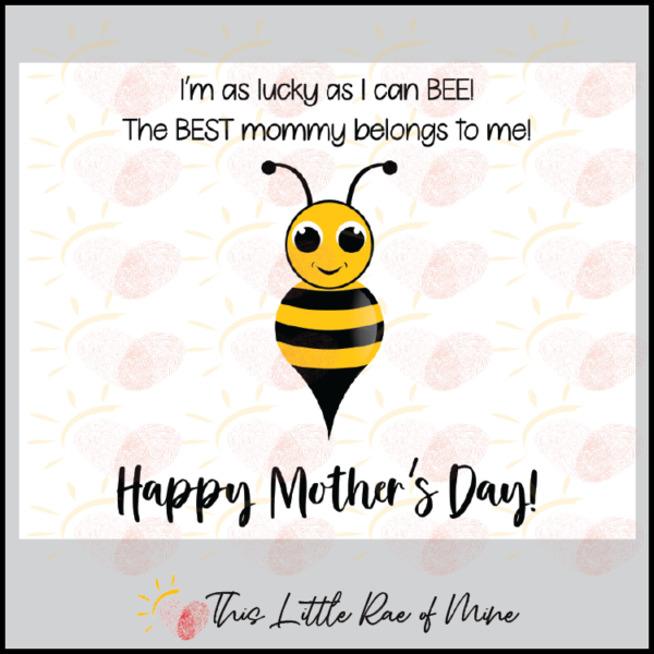 Lucky as can bee - Mother's Day - Handprint Art - gift - printable ...