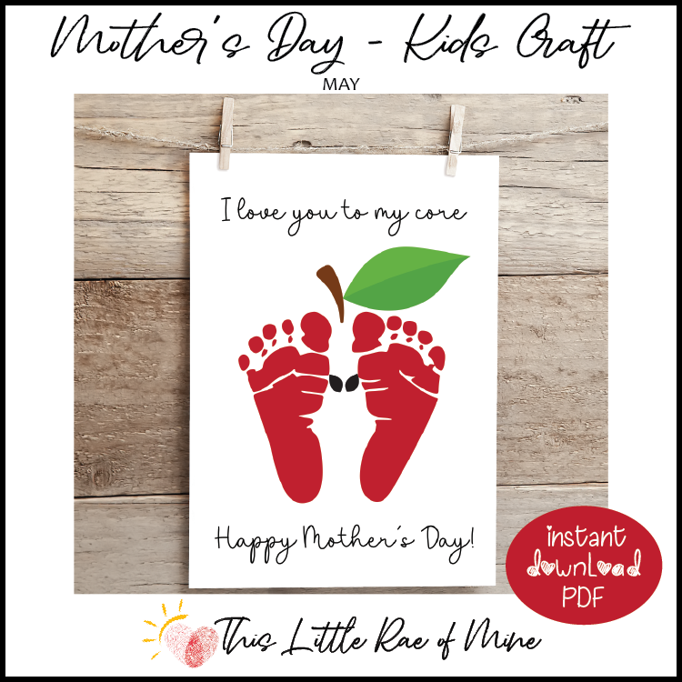 Love you to my core - Mother's Day - Handprint Art - gift - printable - Keepsake