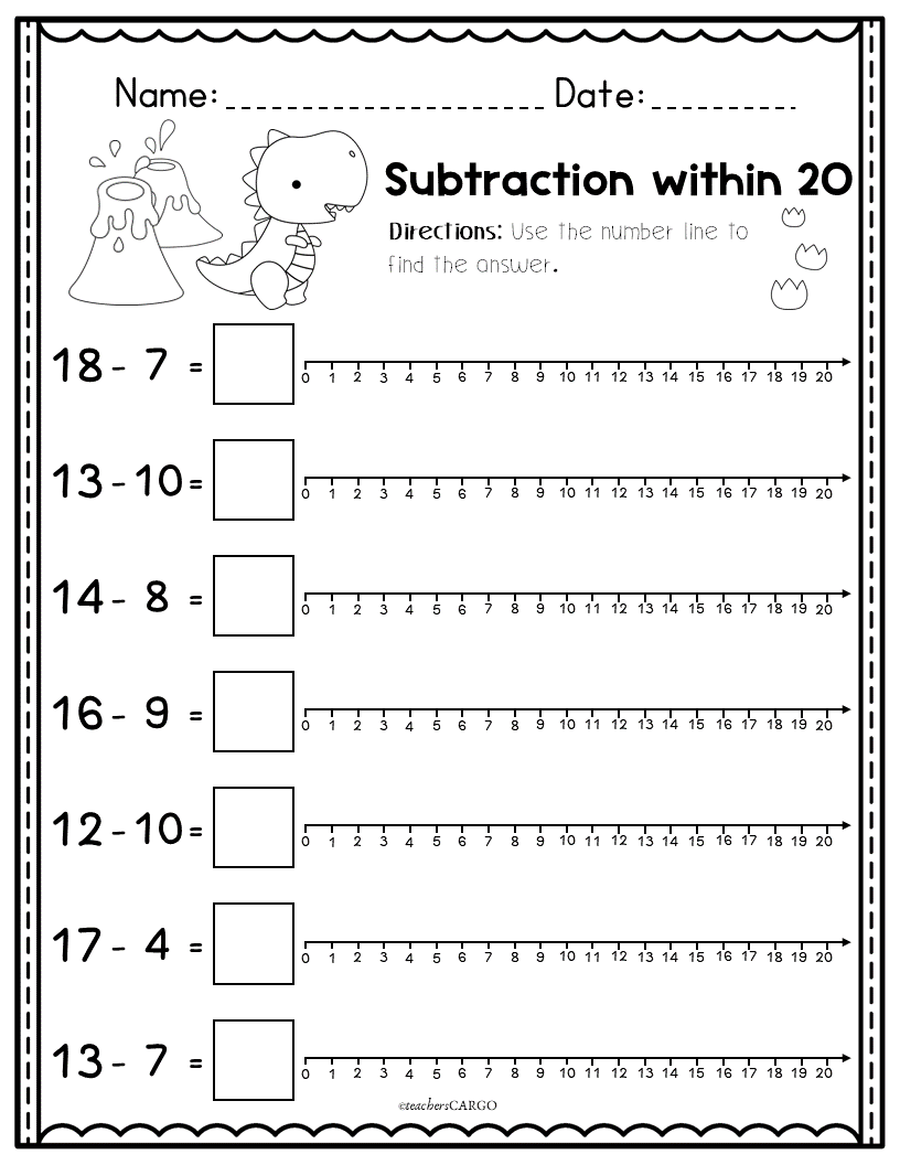 Addition and Subtraction within 20 | Printable Number Lines to 20 | Made By  Teachers