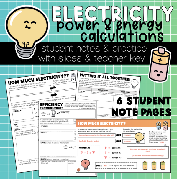 Power and Electrical Energy Calculations Notes & Practice Made By
