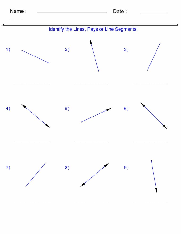 Identify Lines, Rays, and Line Segments Coordinate Worksheets Made