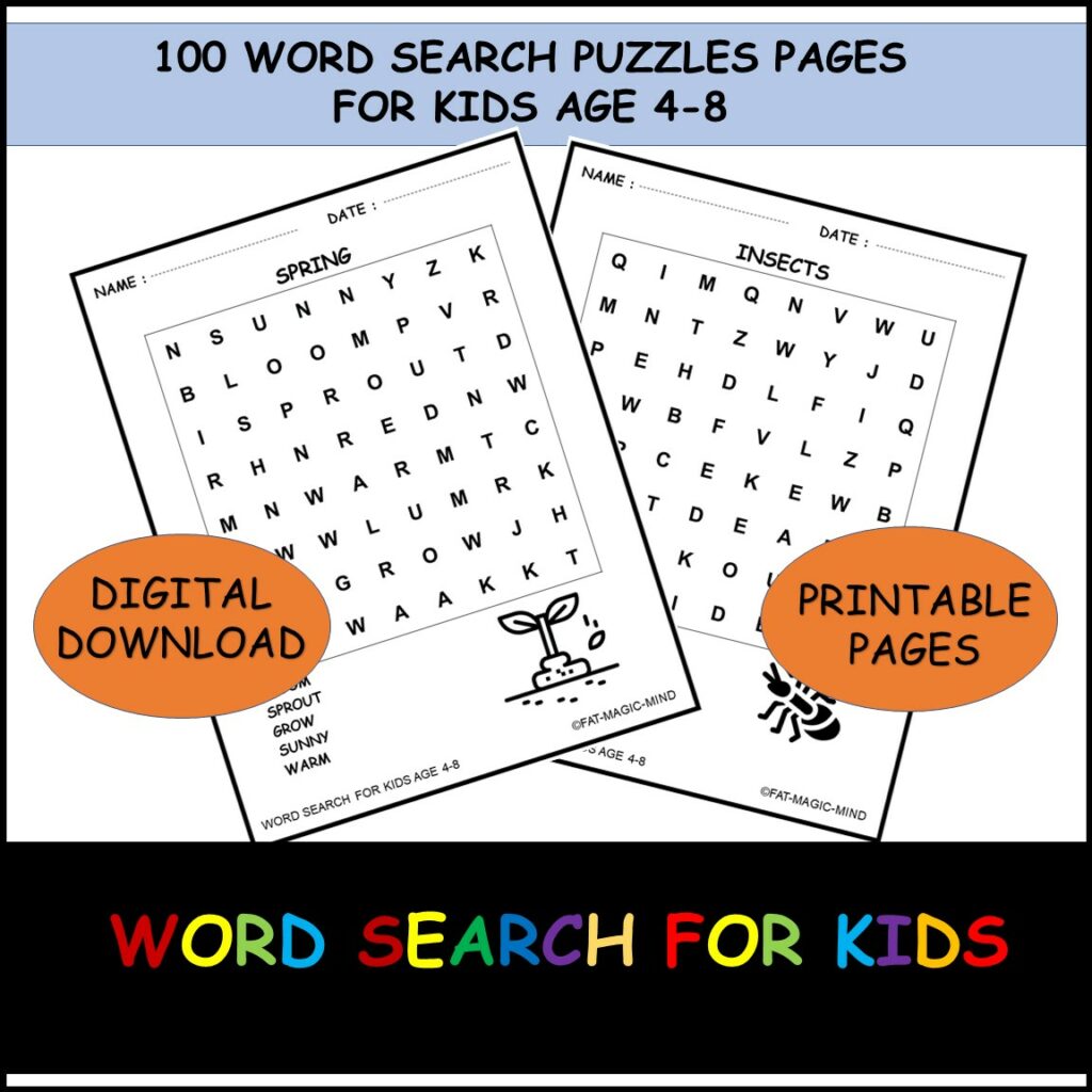 Word search for kids age 4-8 100 puzzles - Made By Teachers