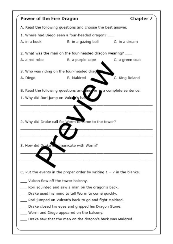 Tracey West "Power of the Fire Dragon" worksheets | Made By Teachers