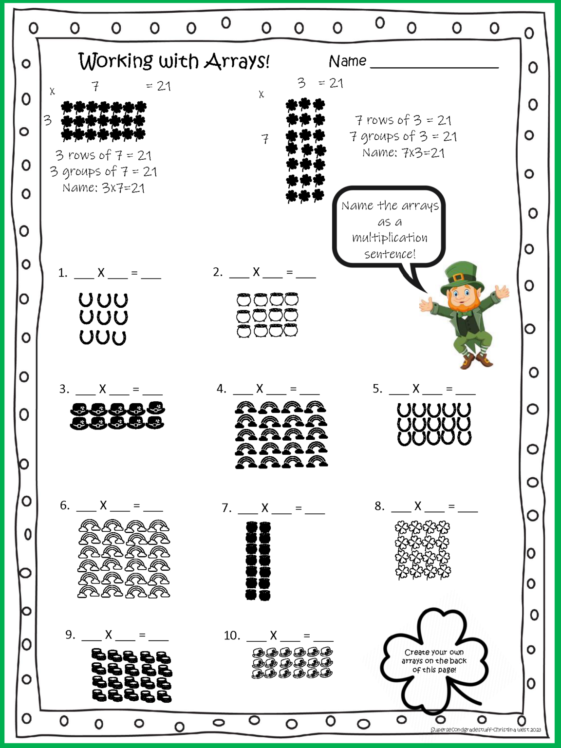Lucky Arrays! 2nd and 3rd grade Multiplication Practice | Made By Teachers