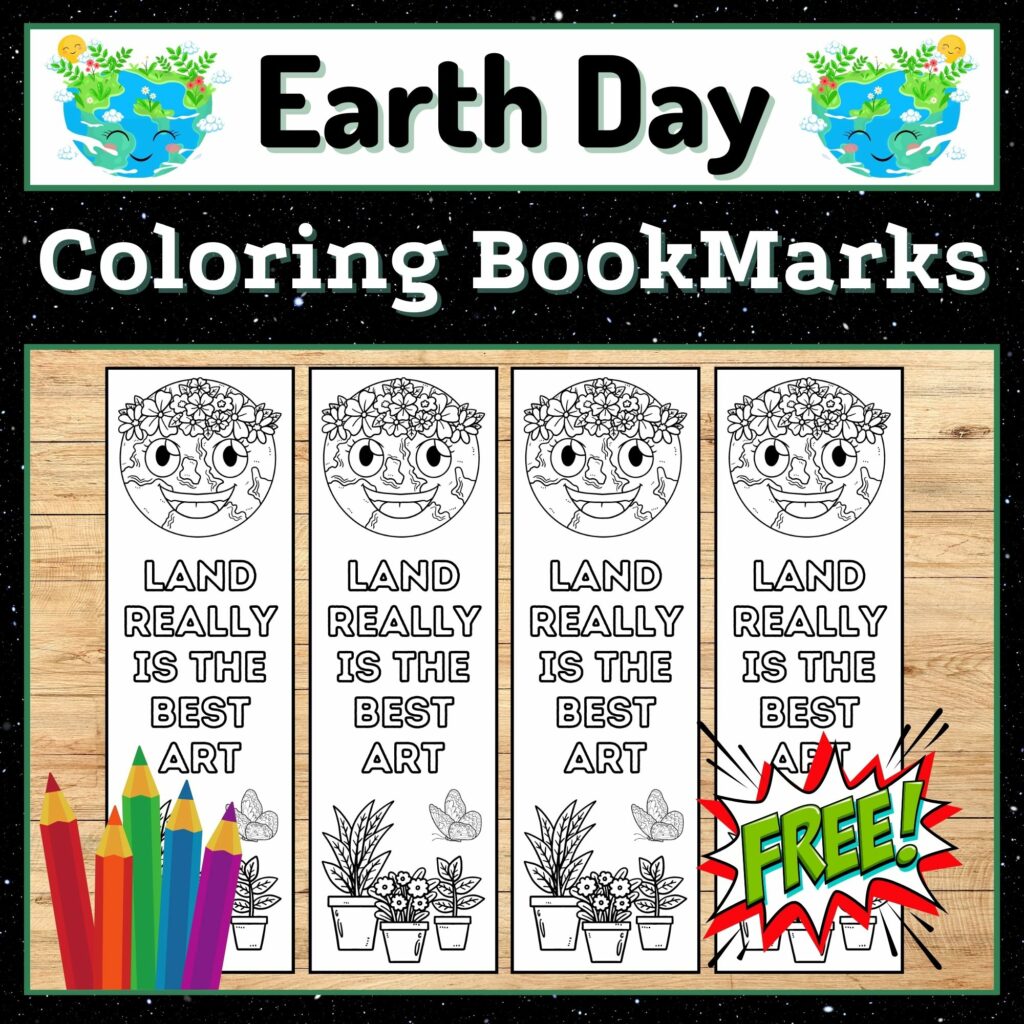Earth Day Printable Coloring Bookmarks Spring Bookmarks FREEBIE