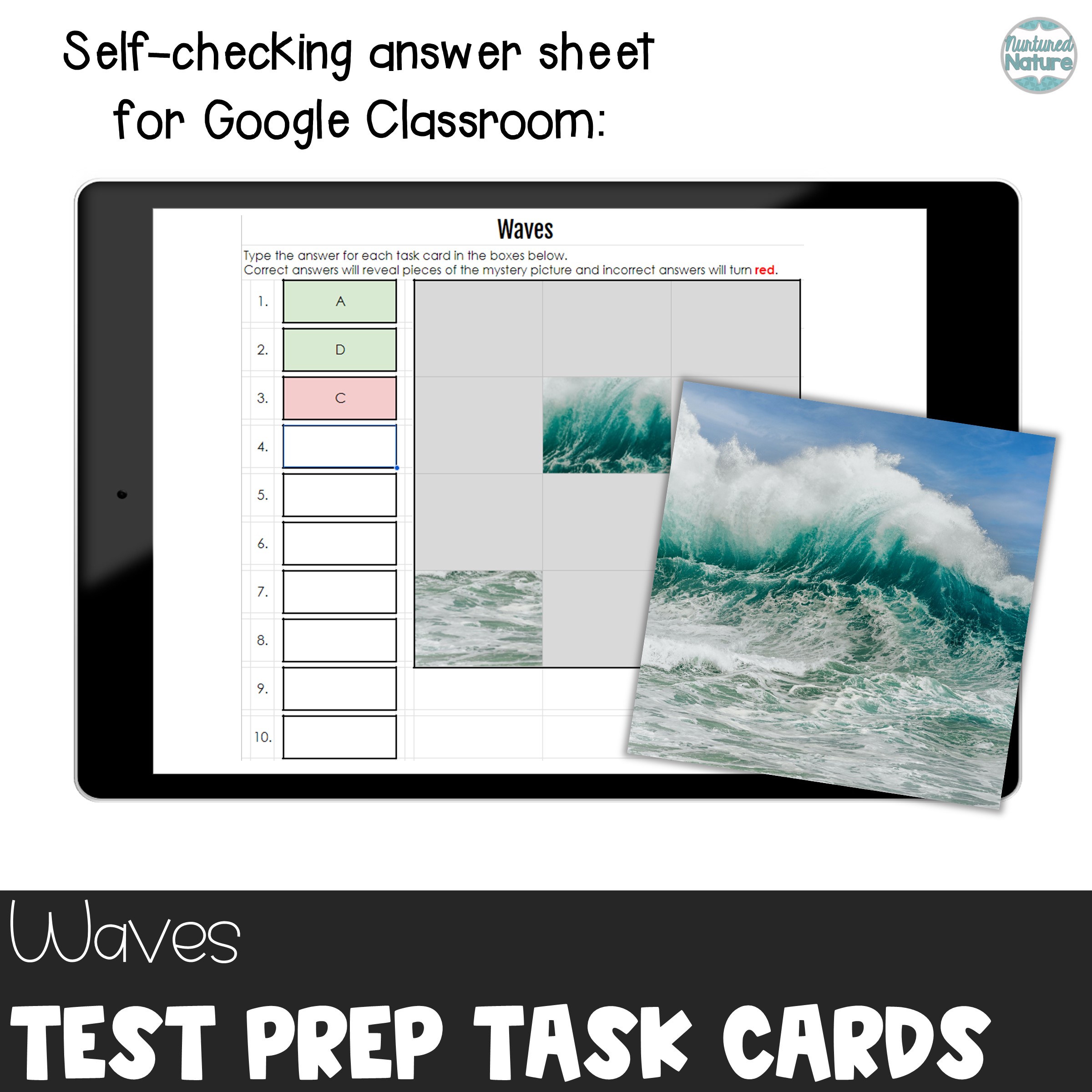 Waves Science Test Prep Task Cards 4.PS4 - TNReady | Made By Teachers