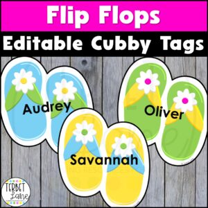 Editable Summer Flip Flops Cubby Tags