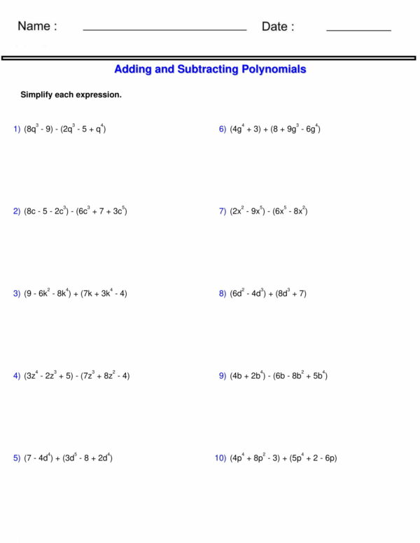 Adding and Subtracting Polynomials - 2 Polynomials - Made By Teachers