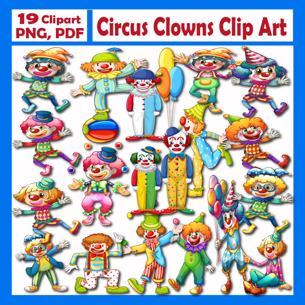 Circus Clowns Clip Art - Circus Clip Art - Clown Clipart - Carnival
