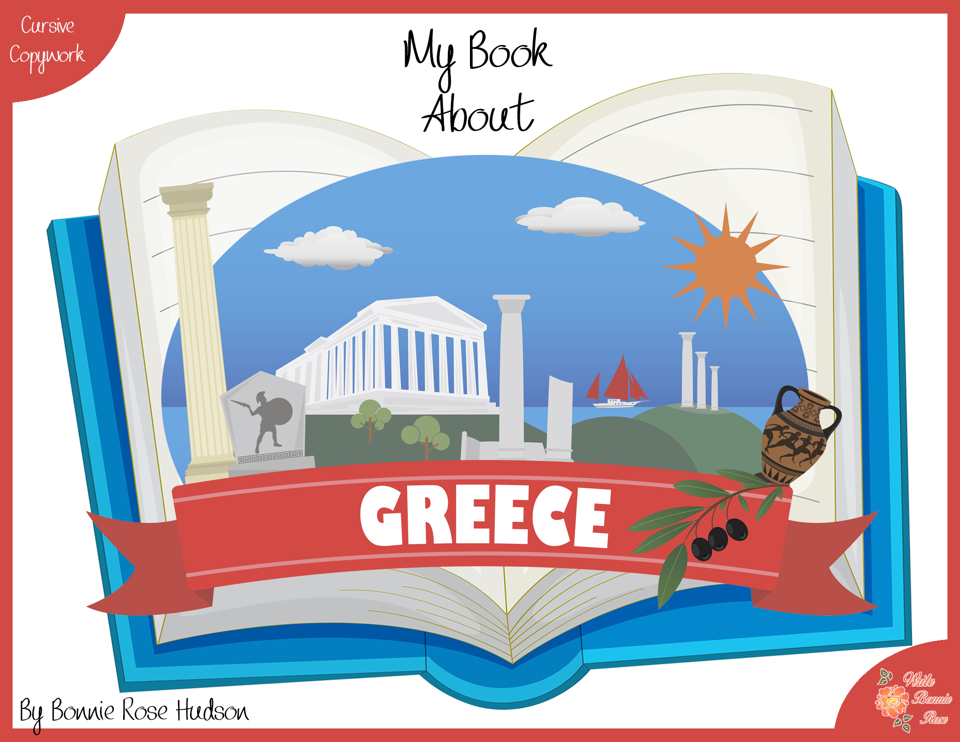 My Book About Greece with Cursive Copywork
