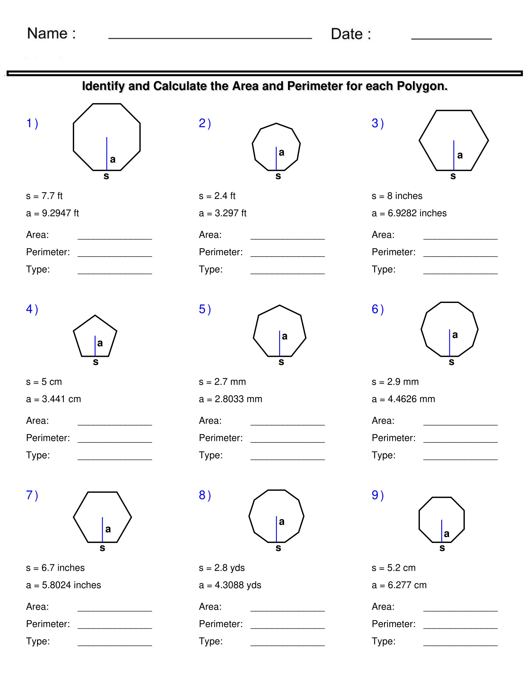 Simple Area And Perimeter Worksheets Worksheets For Kindergarten