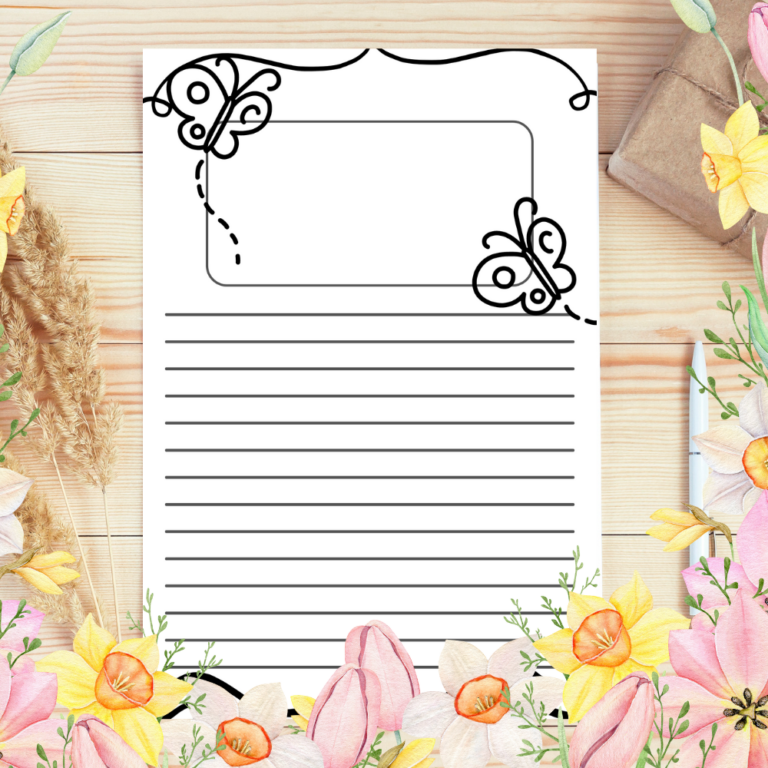 Spring Writing Paper With Lines,Spring Flower Writing Paper Made By