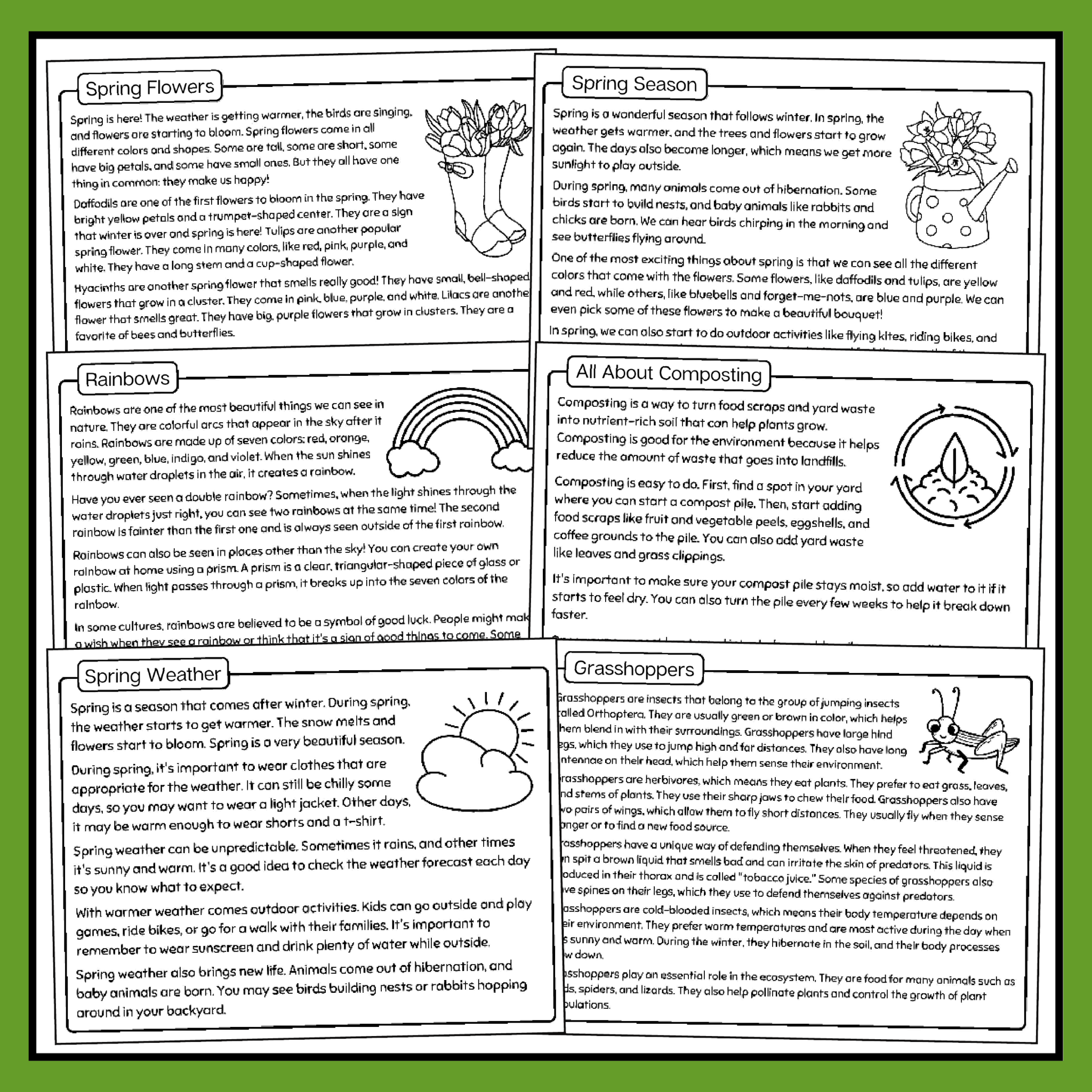 Spring Reading Comprehension Passages | Spring Reading Passages - Made ...