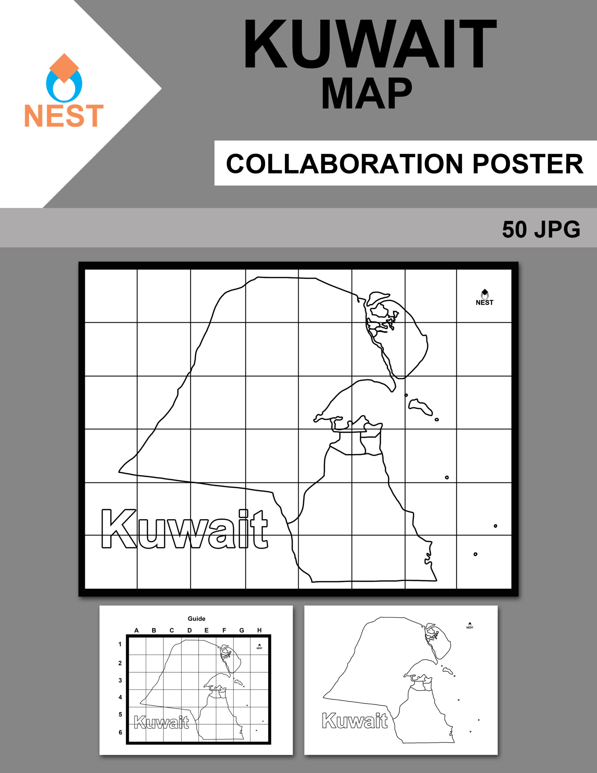Kuwait Map Collaboration Poster