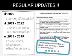 Social Studies Report Card Comments - Ontario and BC Grade 2 - EDITABLE ...