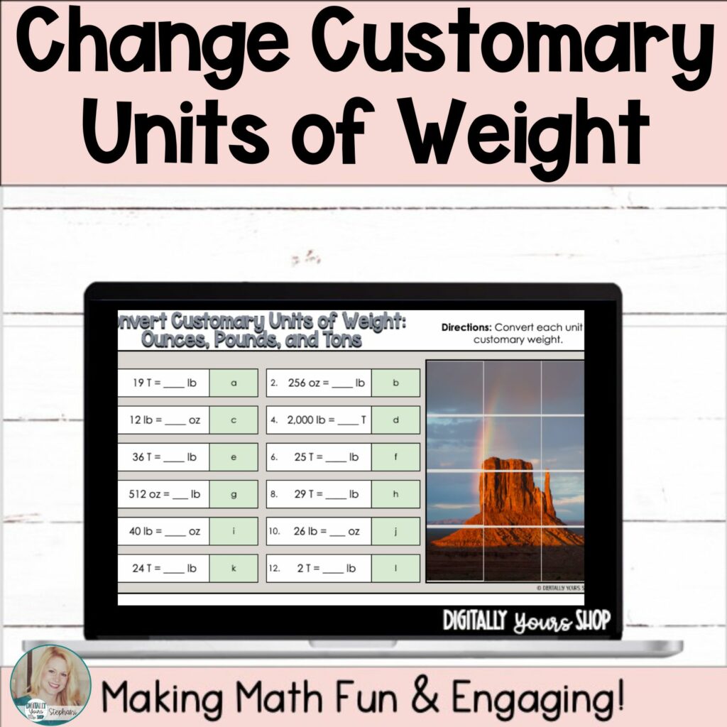 Change Convert Customary Weight Ounces, Pounds, and Tons Digital