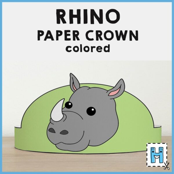 Rhino Paper Crown Printable Africa Animal Costume Craft - Made By Teachers