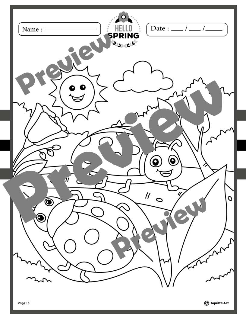 Spring Coloring Pages: Beautiful Illustrations for Kids and Adults ...