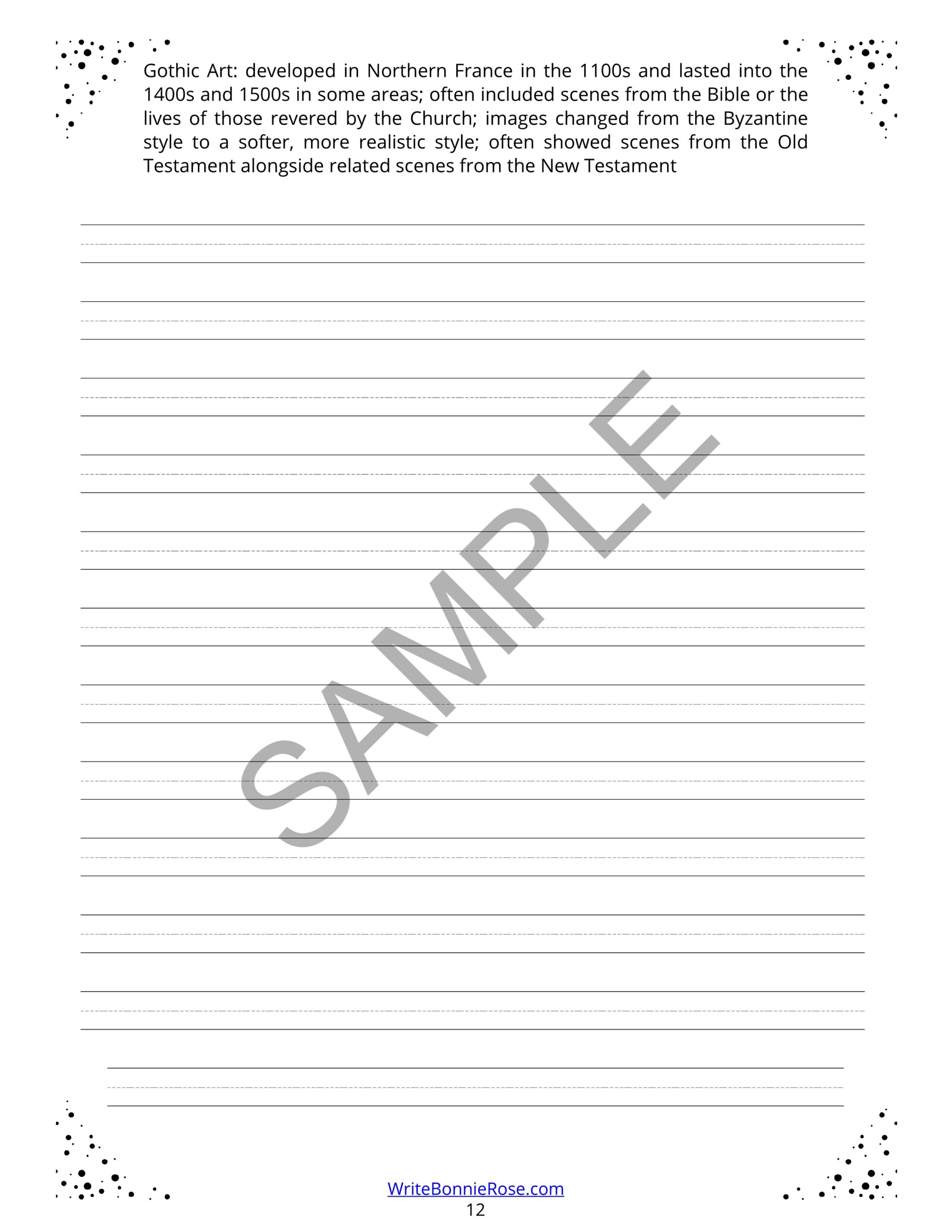 History In Cursive Art History Terms & Definitions Copywork-Cursive | Made By Teachers