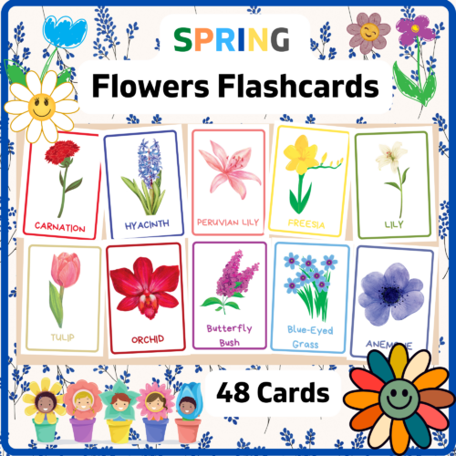Printable Spring Flower Identification Flashcards for Kids Made By