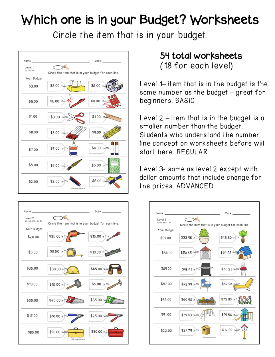 Budget Worksheets Do You Have Enough Money Life Skill Math For 