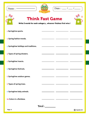 Spring Think Fast Challenge : Printable Worksheet for Kids | Made By ...