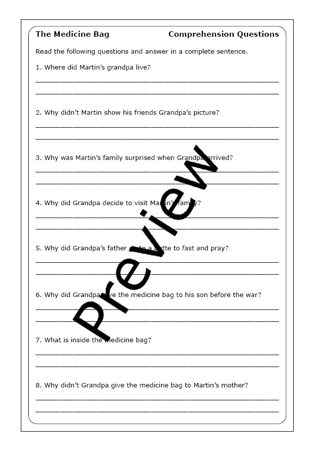 Virginia Driving Hawk Sneve "The Medicine Bag" worksheets Made By