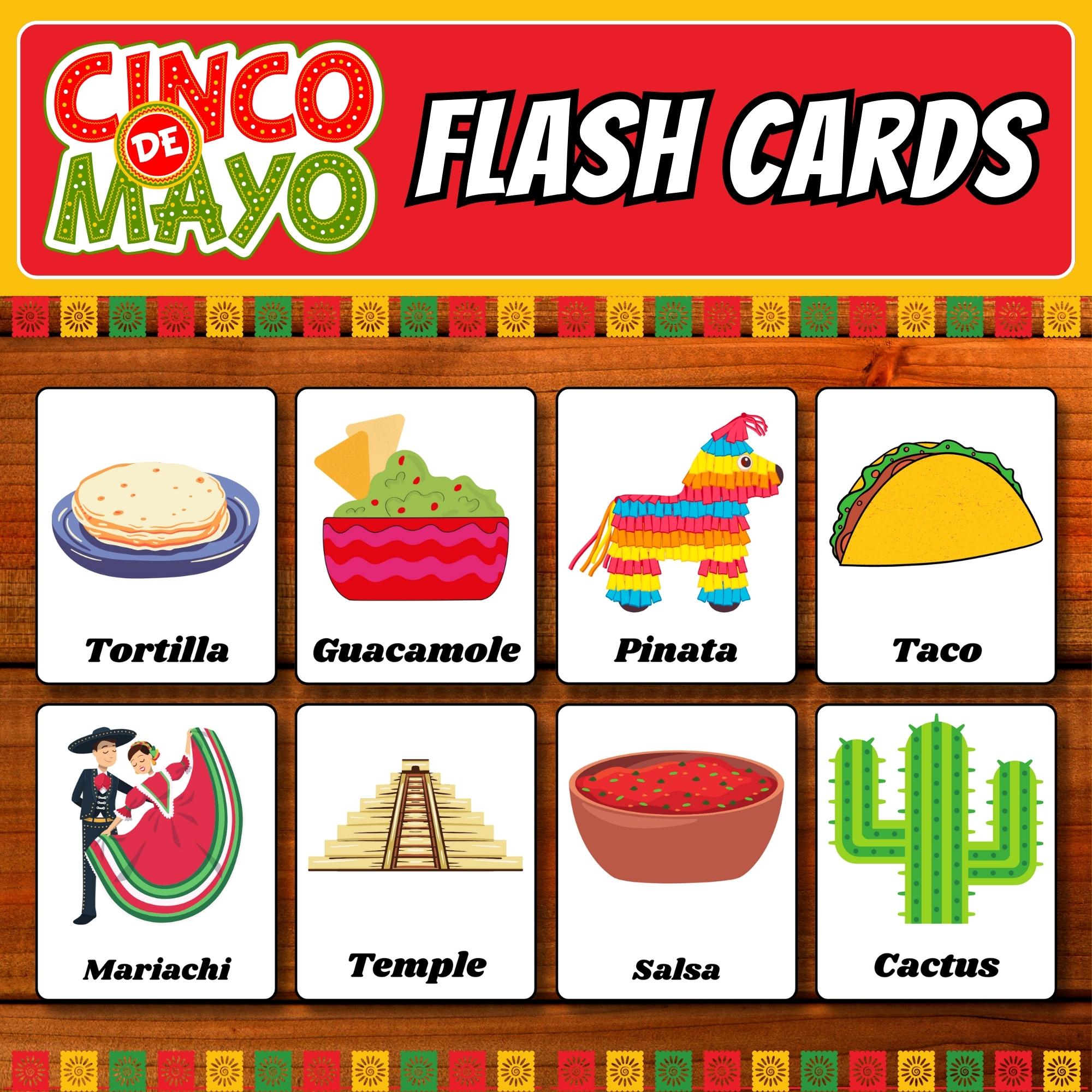 Printable Cinco De Mayo Vocabulary Identification Flashcards Mexican