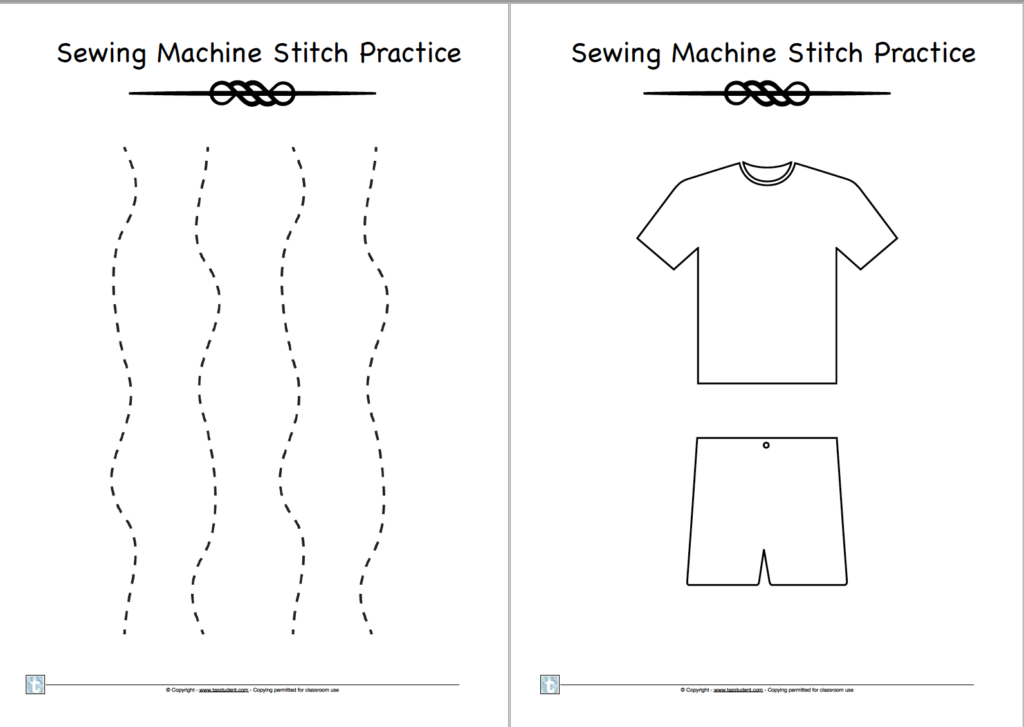 Sewing Machine Practice Sheets for Textiles Classes Made By Teachers