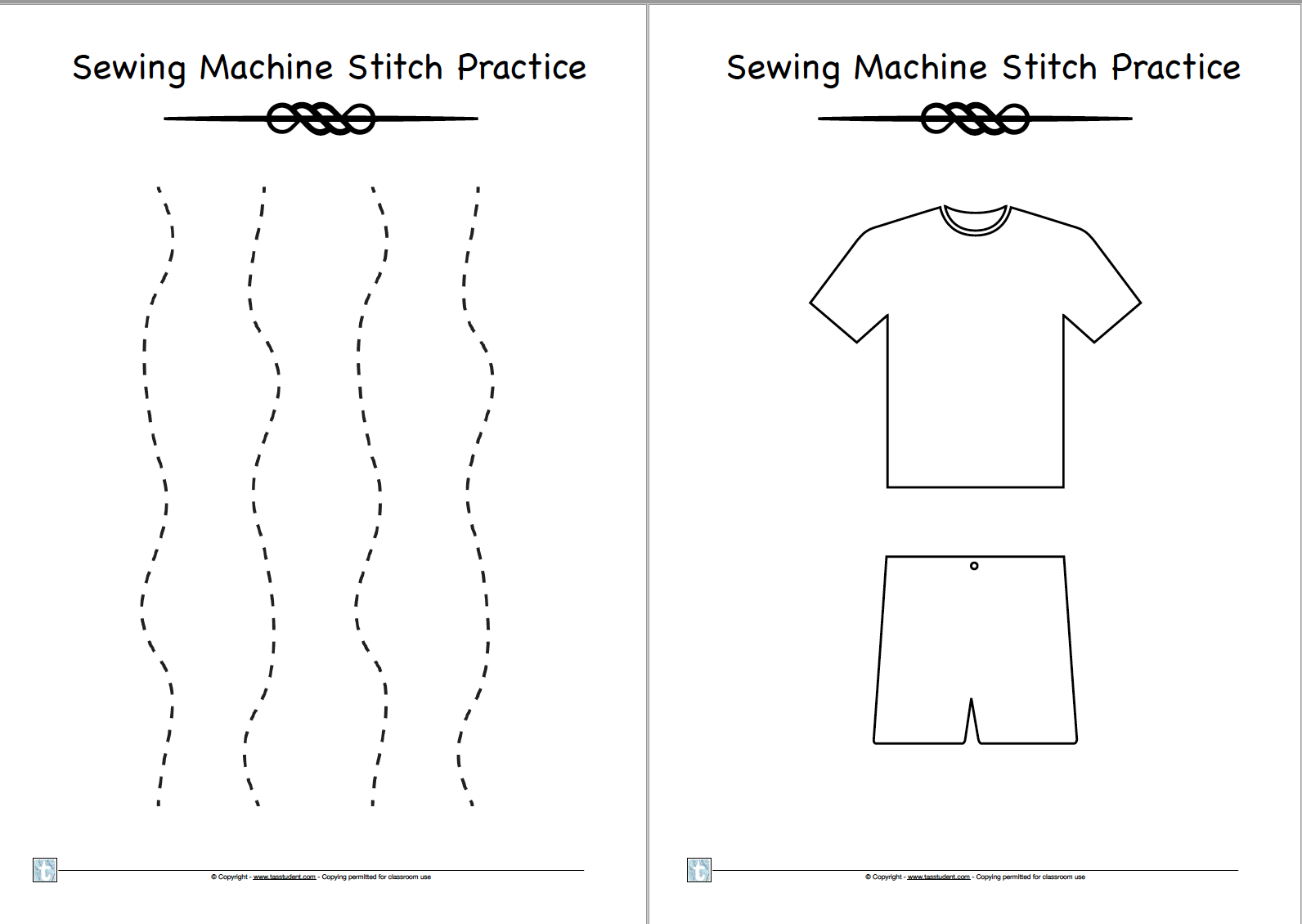 Sewing Machine Practice Sheets for Textiles Classes Made By Teachers