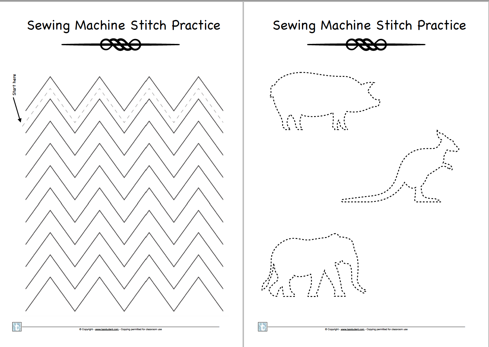 Sewing Machine Practice Sheets for Textiles Classes Made By Teachers