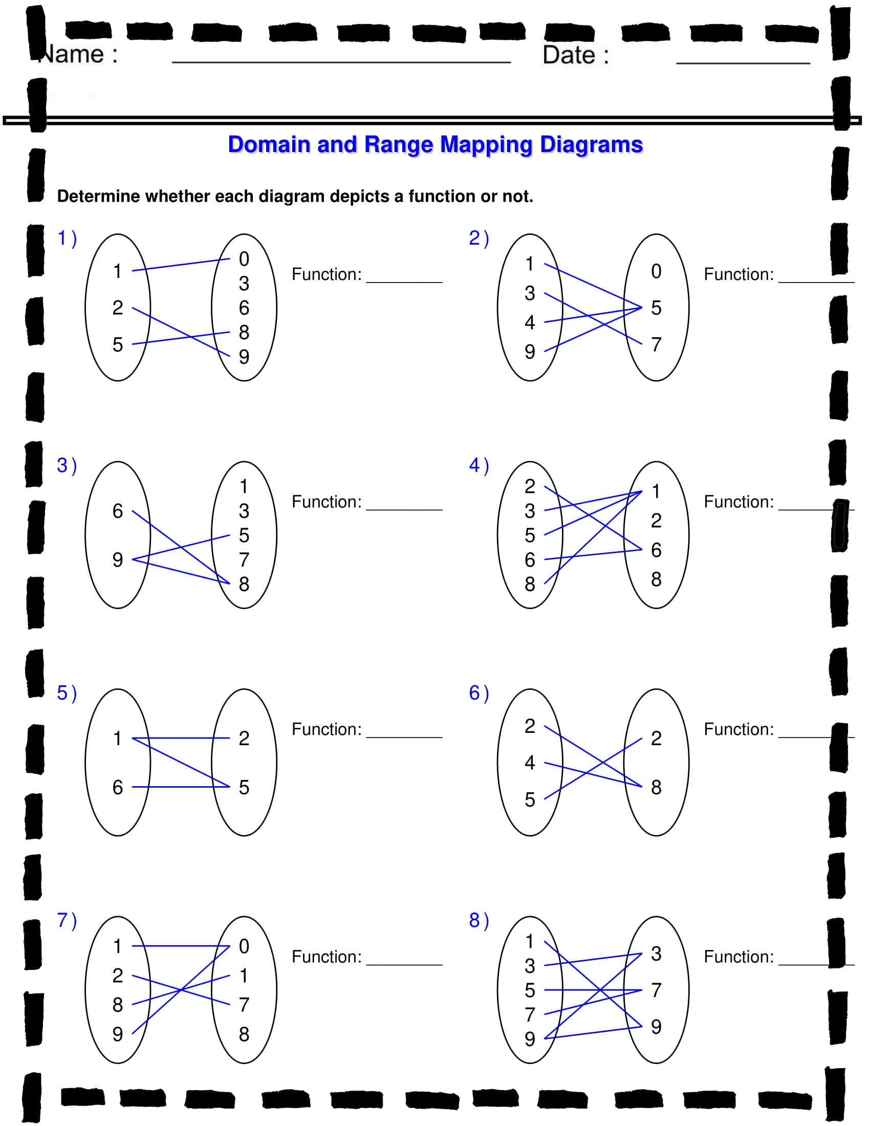 Identifying Functions From Mapping Diagrams Worksheets Made By Teachers
