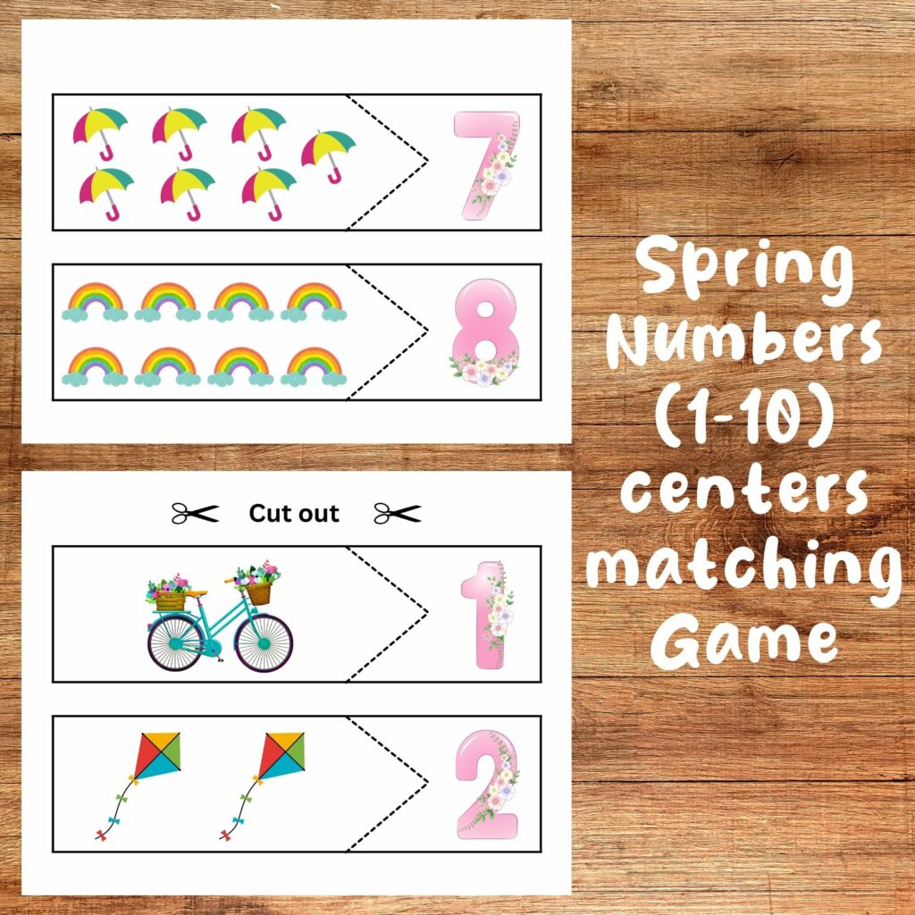 Spring Numbers Matching Game Numbers (110) Clip Cards, Puzzles