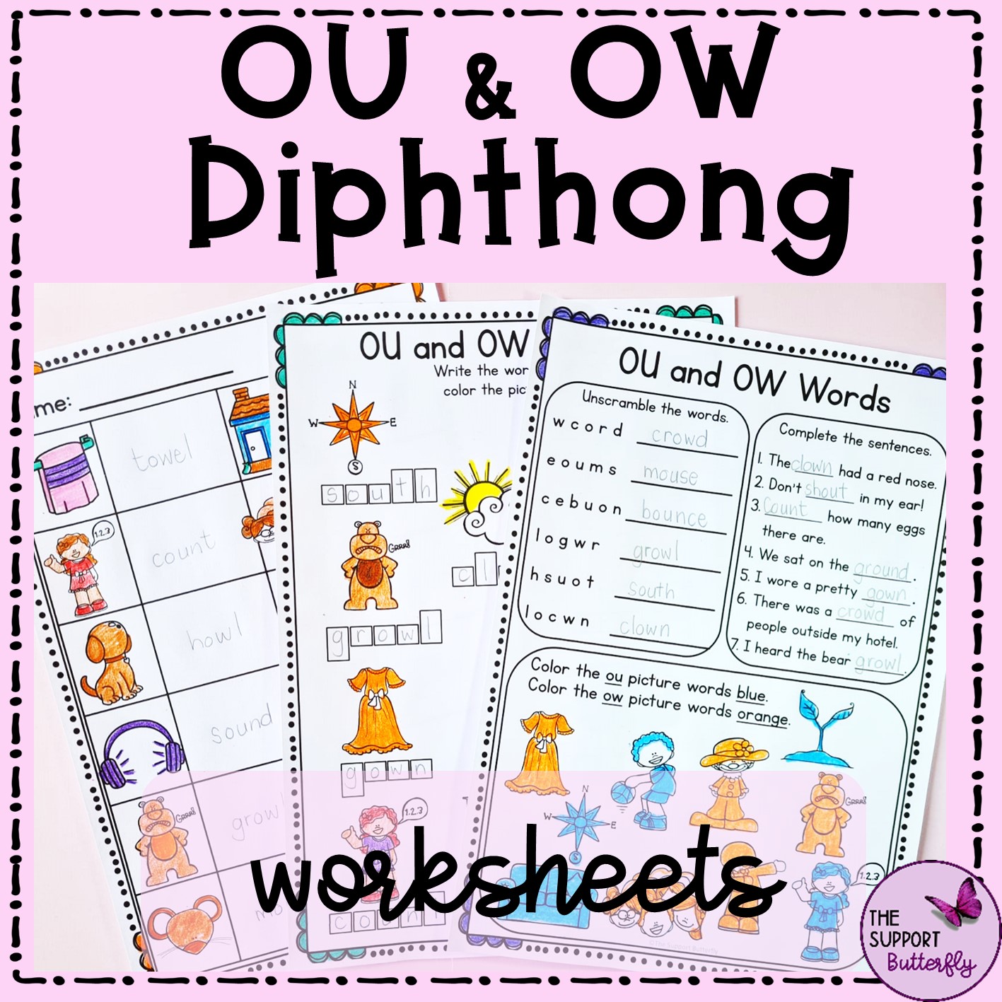 OU And OW Diphthong Worksheets Made By Teachers