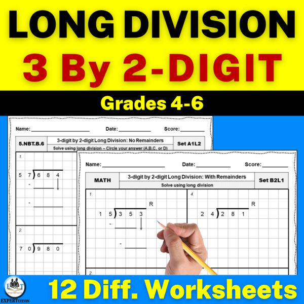 3 Digit by 2 Digit Long Division Worksheets | Made By Teachers