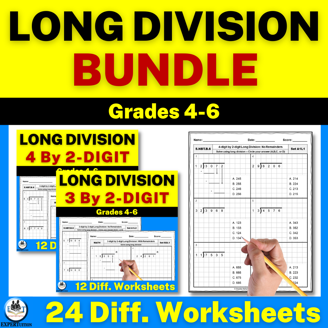 2 Digit Divisors Long Division Worksheets Bundle Made By Teachers