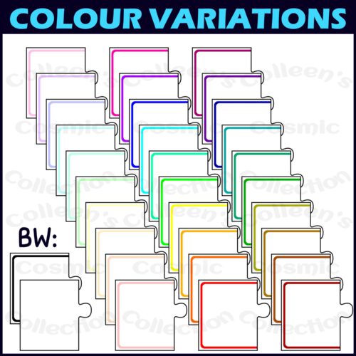Extendable Puzzle Pieces Clipart - 40 Unique Puzzles - Made By Teachers