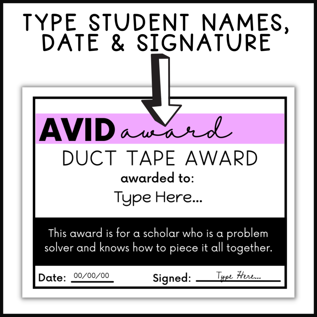AVID End of The Year Editable Awards / Certificates - Black and White ...