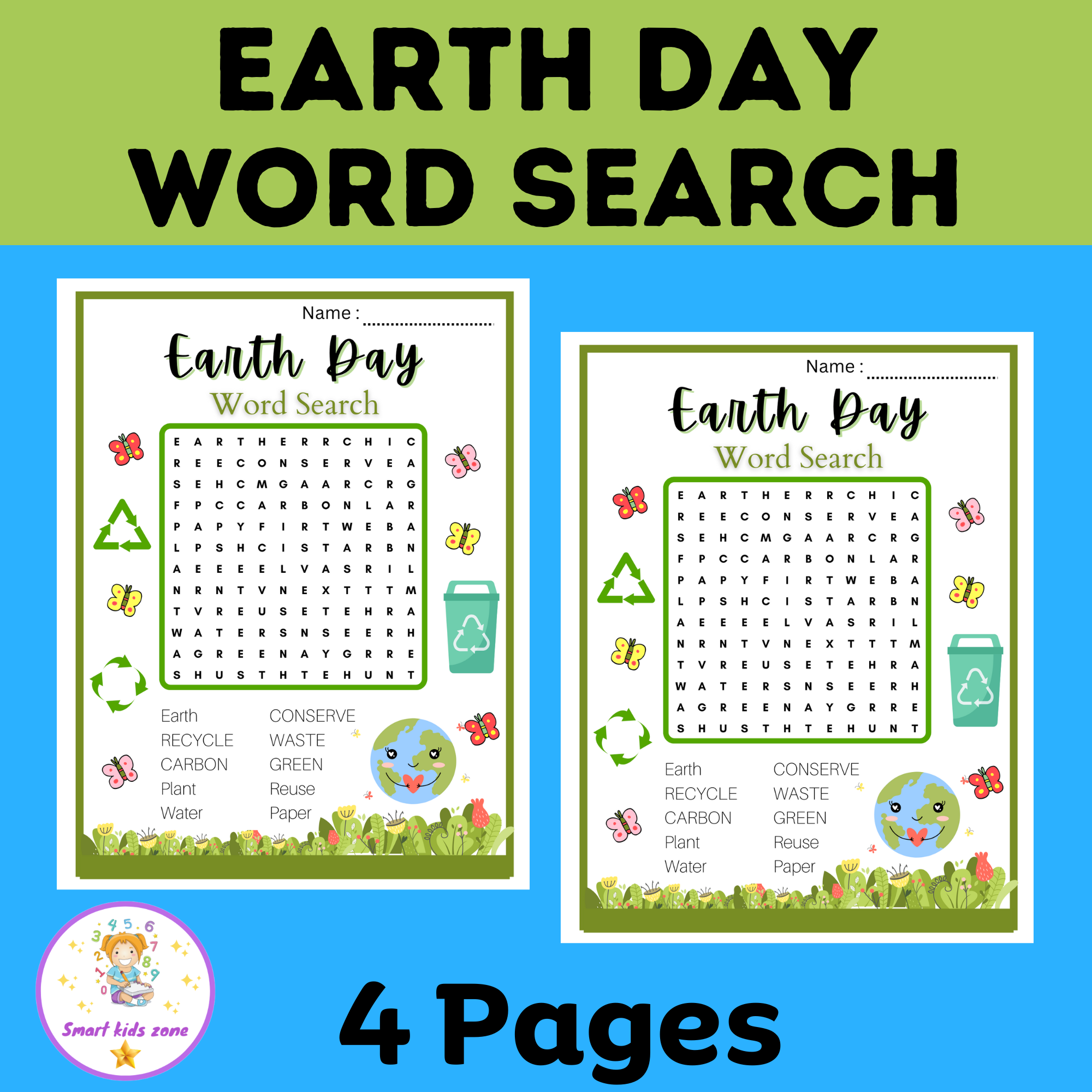 EARTH DAY Word Search Puzzle Worksheet Activity Earth Day Activities