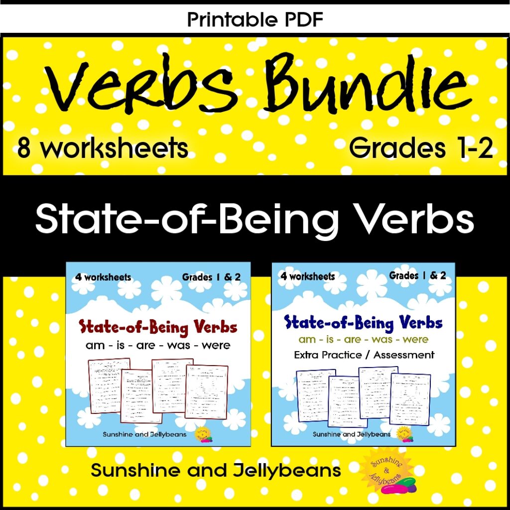 State of Being Verbs BUNDLE Am is are was were Grades 1 2 CCSS
