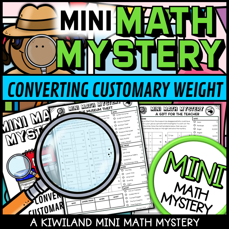 Converting Customary Units of Weight Mini Math Mystery Detective for