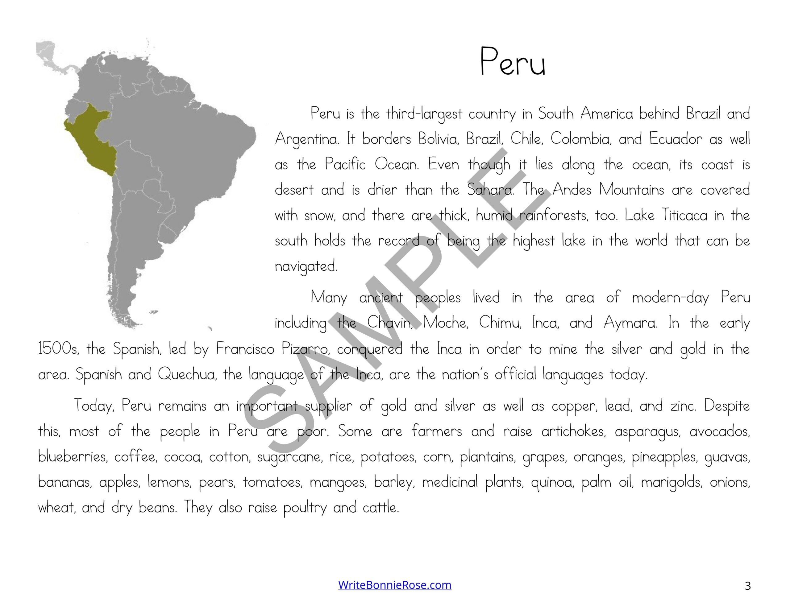 My Book About Peru with Cursive Copywork | Made By Teachers